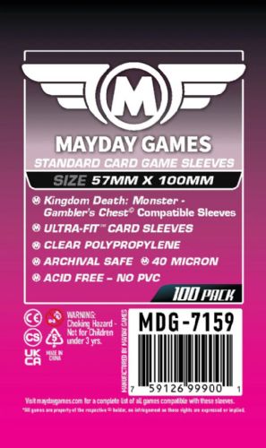 100 Mayday Games Standard Kingdom Death Gamblers Chest sleeves 57x100mm MDG7159